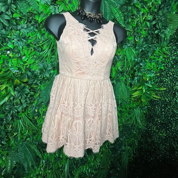 DEAR MOON Women Dress 7 Peach Orange Formal Short V Neck Prom Party 0451 - Picture 4 of 12